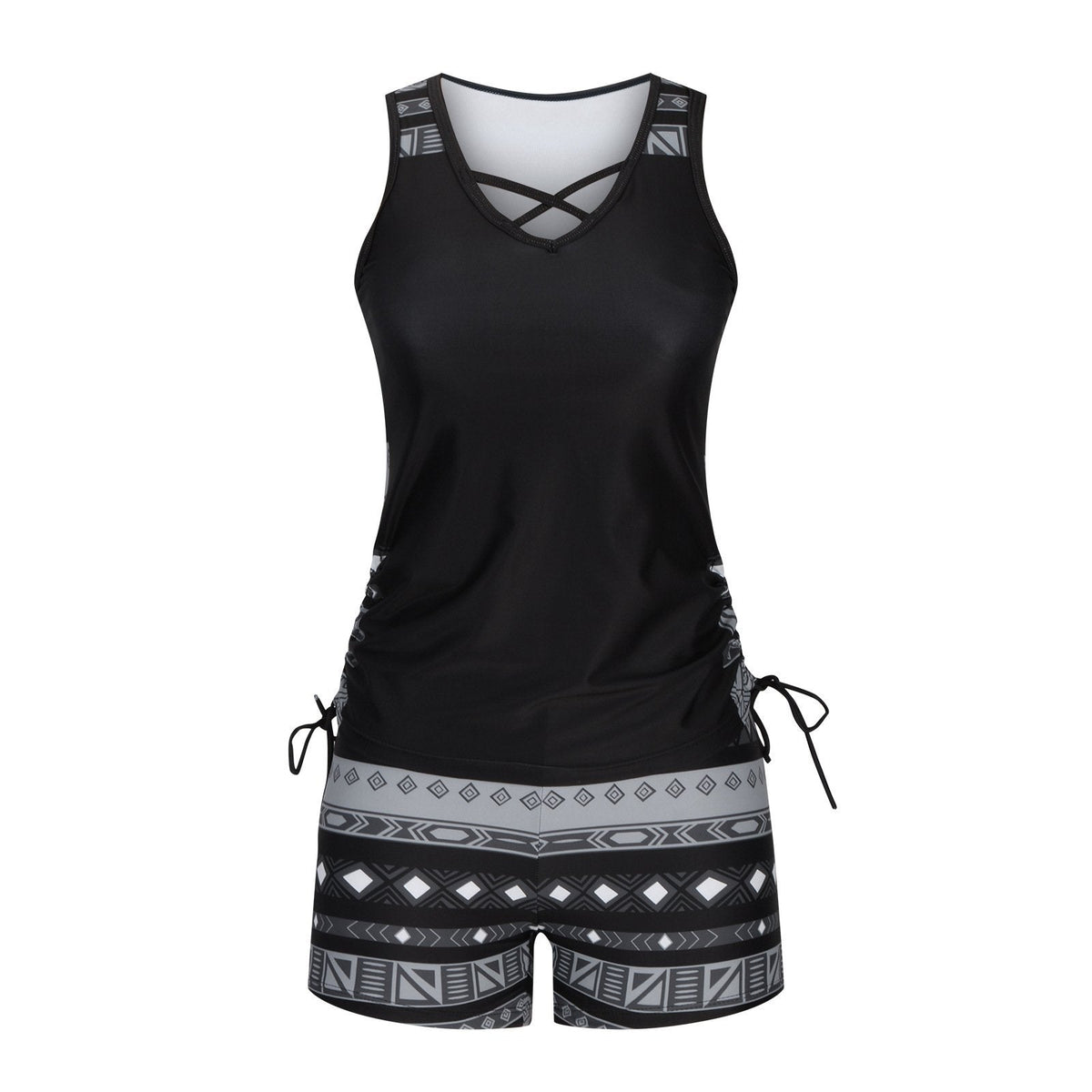 Women's Tummy Control Tankini Set with Built-In Bra – Flattering Boho Swimwear with Shorts💝